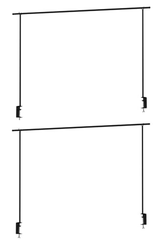 Home4You 2 Deko-Tischgestelle zum Klemmen - Breite 176 cm - Ausziehbar auf bis zu 250 cm - Metall - Schwarz - Tischstange Dekostange Tischdekorationshalter