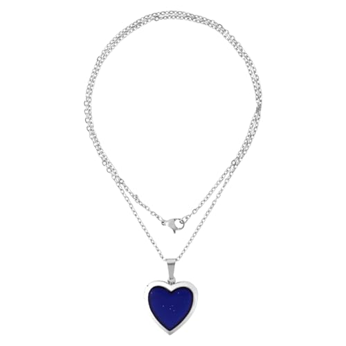 Stimmungskette mit Herz-Anhänger Halskette,Amulett zum öffnen,Mood Necklace,Temperatur-sensitiv Farbwechsel Design - Medaillon zum Öffnen mit Bildereinsatz Schmuck für Mädchen & Damen(1 Stück)