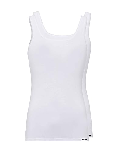Skiny Damen Advantage Cotton Tank Top 2er Pack Unterhemd, Weiß (White 0500), 36