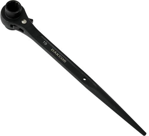 DAKCOS Gerüstbauratsche 19/22 mm Gerüstratsche rechts/links umschaltbar Gerüstbauknarre aus CR-V mit korrosionsbeständiger schwarzer Phosphatierung