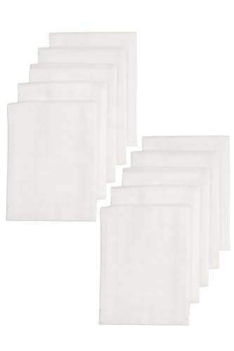 Meyco Baby Musselin Mullwindeln 10er-Pack (Stoffwindeln aus 100 % hydrophiler Baumwolle, Spucktücher, superweich, gute Feuchtigkeitsaufnahme und schnell trocknend, Maße: 70 x 70 cm), Weiß