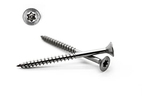100 Stück Spanplattenschrauben 3x50 mm - A2 - Edelstahl - Torx - TX10 - Senkkopf - Teilgewinde - Holzschrauben - Schrauben (100, 3x50 mm)
