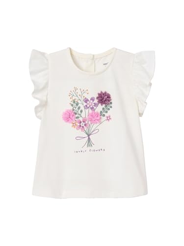 Vertbaudet Mädchen Baby T-Shirt, 3D-Blumen vanille 86