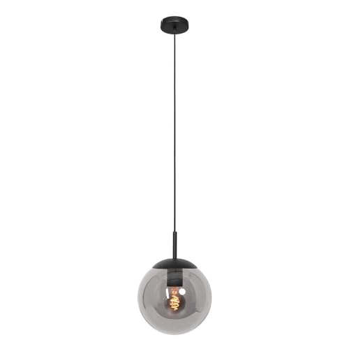 Steinhauer Deckenlampe Pendellampe Hängeleuchte Esszimmerlampe Metall Rauchglas Schwarz