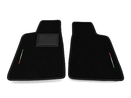 Fußmatten kompatibel mit Lancia Beta Spider 1976-1986, Stickerei Italien Flagge, maßgeschneiderte Autofußmatten-Kit, Teppich Set, Autoteppich