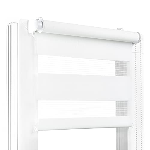Fenster DEKOR - Rollos für Fenster Weiß - Klemmfix Rollo ohne Bohren 120 x 35 cm - Doppelrollo mit einer breiten Auswahl an Größen und Farben - Blickdichte Rollos, einfach zu montieren