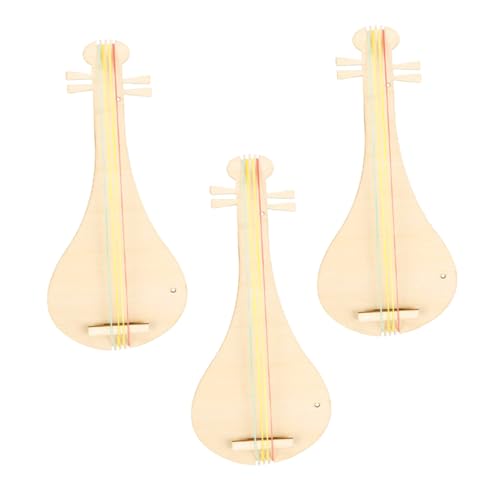 BESTonZON 3 Sätze Pipa Holz Kind Graffiti Musikinstrument Holz Graffiti Laute Pipa DIY Graffiti Laute Pipa DIY Pipa Musikinstrument DIY Handbemaltes Musikinstrument