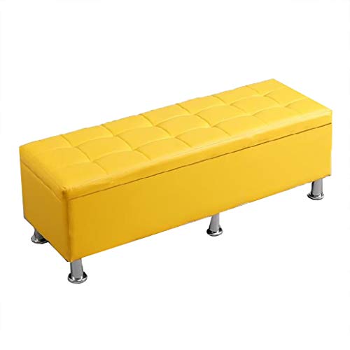 SIMAIT Sitzbank mit Stauraum, Sitzhocker faltbar, Truhenbank belastbar bis 200kg, Polsterbank aus PU-Leder, Sitzbox mit Deckel, Sitztruhe Farbewahl, Aufbewahrungshocker 40x40x40cm(Yellow,60x40x40cm)