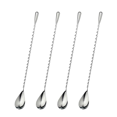 Vxcbad 4 Stück Lange Löffel Barlöffel Cocktail Löffel Eiskaffee Löffel 304 Edelstahl Spiralmuster Für Bar Cafe Küchen 30cm