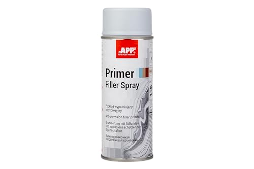 APP Primer Filler Spray Grundierung Spray mit hohem Füllvermögen | Rostschutzgrundierung mit aktivem Korrosionsschutz | Füller spraydose für Autolack | Hellgrau | 400 ml