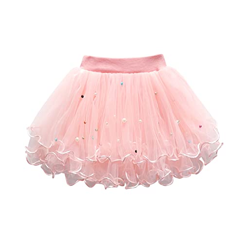 ROMIDA Baby Mädchen Tüllrock Set Tütü Tutu Bunt Rock Prinzessin Minirock Regenbogen Tütü, Rosa-6, 7 Jahre