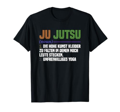 Ju Jutsu Brasilianisches Kampfkunsttraining T-Shirt für Herren - Schwarz, Kurzarm, Unisex, Klein, Klassische Passform, Sportliches U-Ausschnitt Kurzarm T-Shirt