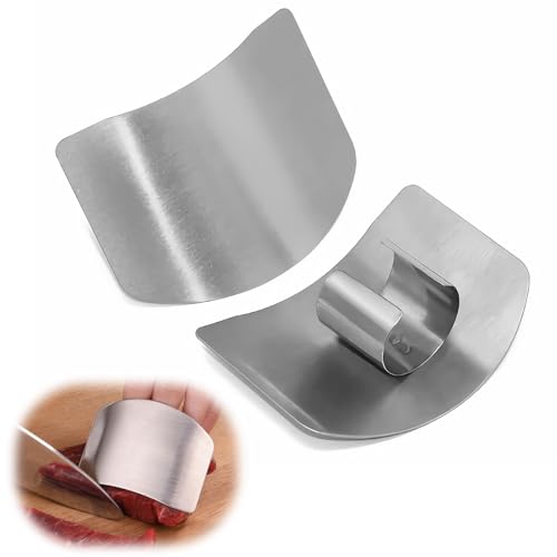 2 Stück Fingerschutz Schneiden,430 Stainless Steel Finger Guard,Verstellbare Küchen Küchenwerkzeug Finger Protector,Edelstahl Originalfarbe EIN Finger Fingerkuppenschutz,zum Schneiden Obst Gemüse