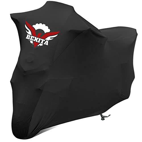 BEXITA Motorrad Abdeckplane Indoor-Atmungsaktiver Stretch Stoff Innen Motorroller Abdeckung Staubschutz-elastischer Motorradabdeckungen Moped Roller Garage Abdeckung, (XXXXL, Schwarz)