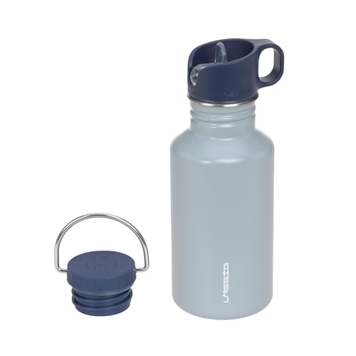 LÄSSIG Trinkflasche Edelstahlflasche BPA-frei 500ml Kinder Kita Kindergarten auslaufsicher mit Sporttrinkverschluss/Bottle Stainless Steel Unique hellblau