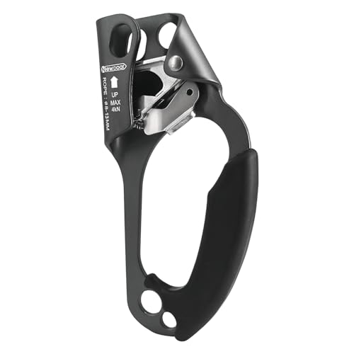 NewDoar UIAA & CE-zertifizierte Handsteigklemme Seilklemme Ascension Kletterbaum Baumpfleger Abseilen Ausrüstung Seilklemme für 8~13 mm Seil-Rechte Hand Grau