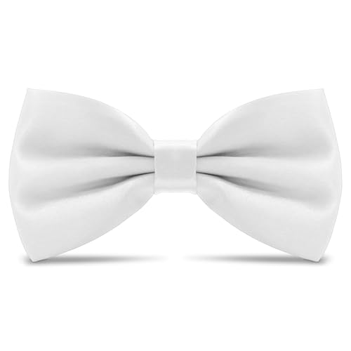 AHLPO Elegante Herren Fliege - Hochwertig, Mit Haken Verstellbar, Fliege Anzug für Hochzeit Party Feiern Büro Geschenk, Fliegen für Herren Damen Jungen, Fliege Weiß