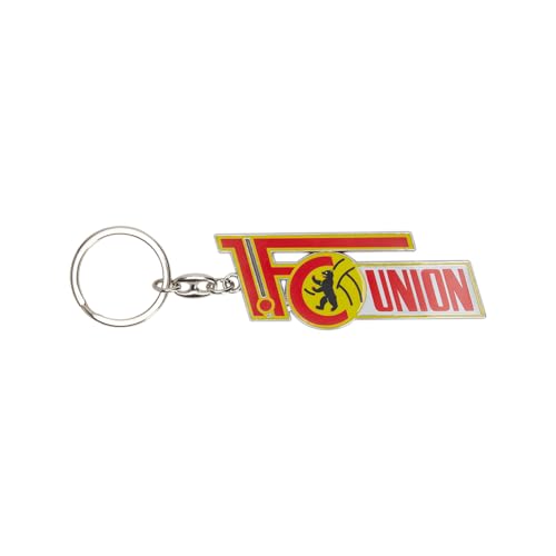 1. FC Union Berlin Schlüsselanhänger LOGO - 51 x 18 mm - robuster Metall-Schlüsselanhänger in Vereinsfarben - konturgestanzt