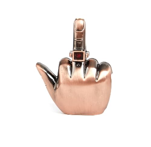 Personalisiertes vertikales Mittelfingerfeuerzeug, winddichtes aufblasbares Direktfeuerfeuerzeug aus Butan aus Metall, Outdoor-Zigarettenkerze, Geschenk for Männer (Color : A)