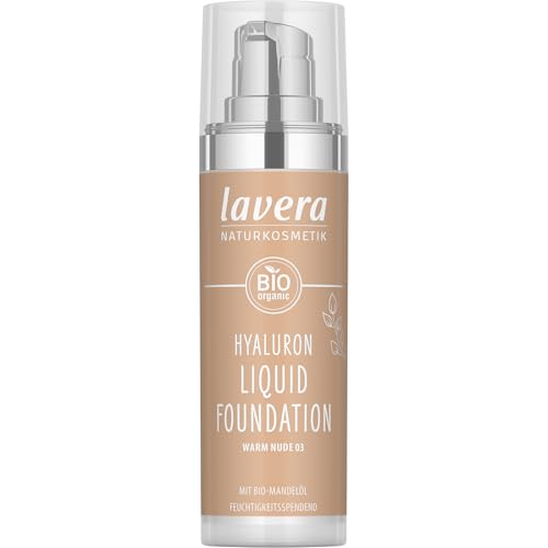 lavera Hyaluron Liquid Foundation - Warm Nude 03 - Naturkosmetik - Vegan - Seidige, leichte Textur - Frei von Mineralöl - Natürliche Hyaluronsäure & Bio-Mandelöl - 30ml
