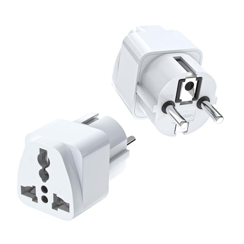 VIEVRE 2 Stück Reiseadapter, Universal Adapter, Adapter China Deutschlandstecker, Universal EU Adapter, Stecker Adapter, Adapter Steckdose für USA UK Thailand Schweiz China Italien etc