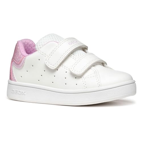 Geox Jungen Mädchen B ECLYPER Girl A Sneaker, White/Pink, 25 EU