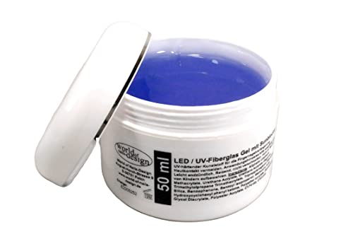 World of Nails-Design LED/UV-Fiberglas Gel klar dickviskose mit Sunblocker als 1 Phasengel, Aufbaugel, Qualität vom Fachhändler (50ml)
