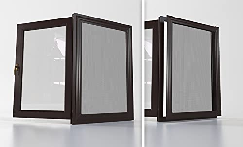 Tom'Shop® Fliegengitter Fenster Insektenschutz [Braun - 60cm x 80cm] Insektenschutzrahmen mückengitter mit Aluminium Rahmen für Fenster Bausatz zur Selbstmontage