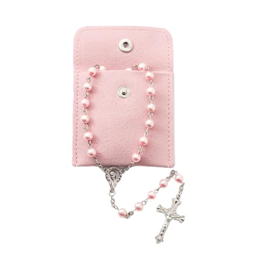 Calkkrer Katholischer Rosenkranz zur Kommunion Mit Retro-Kreuz, Samt Geschenkbeutel, Elegante Kreuz für Taufe, Hochzeit und Party