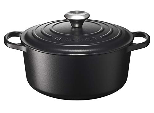 Le Creuset Signature Gusseisen-Bräter mit Deckel, Ø 24 cm, Rund, Für alle Herdarten und Induktion geeignet, Volumen: 4,2 l, 4,305 kg, Schwarz, 21177240000430