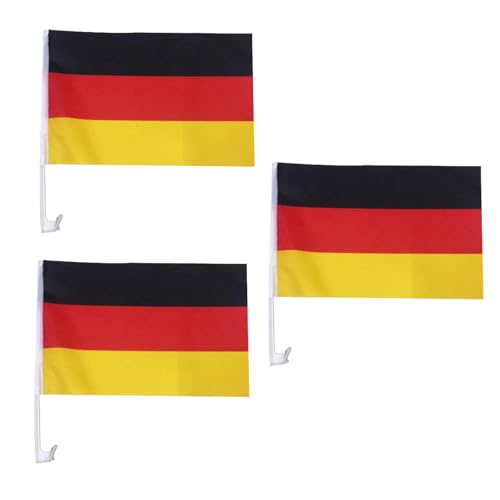 Deutschlandfahne Für Autofenster 45 X 30 Cm Deutschland Flagge Mit Stab Deutschlandflagge Groß Fanartikel Deko Autofahnen (3 Stück)