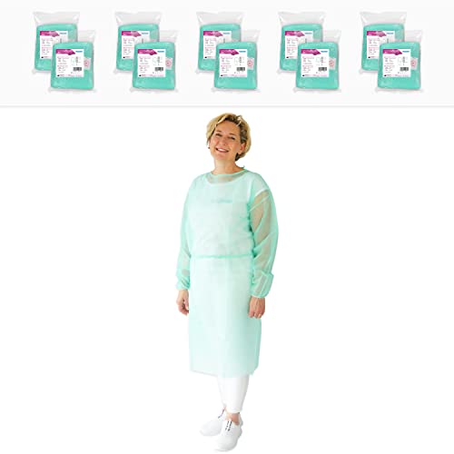 20 Stk ARNOMED PP Schutzkittel Einweg, OP Kittel Grün Gr. M (115x137cm), Krankenkittel 23 g/m², Einweg Kittel, PP-Vlieskittel, Patientenkittel, Einmalkittel, OP Kittel, Schutzkittel, Einwegkittel