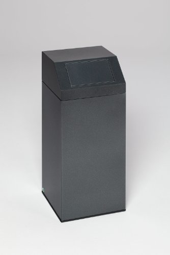 PROREGAL Selbstlöschender Wertstoffsammler Metall | 47 Liter, HxBxT 79x32x32cm | Verzinkter Stahl | Dunkelgrau | Mülleimer Abfalleimer Müllkorb
