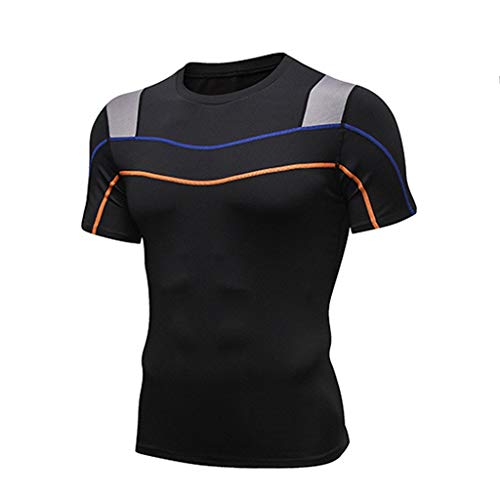 Celucke Laufshirt Herren Kompressionsshirt Kurzarm Funktionsshirt Fitness Shirt Männer Muskelshirt Atmungsaktiv Schnelltrocknend Sportshirts für Fitness Training Jogging Radfahren (Grau, XL)