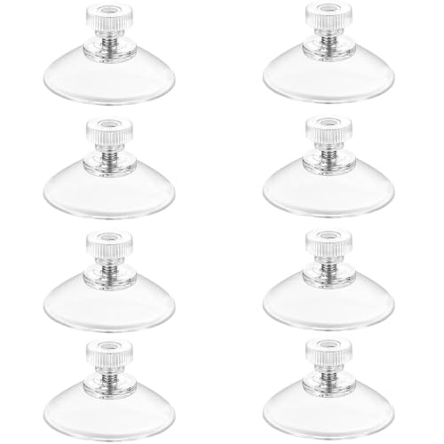 Saugnapf mit Gewinde und Rändelmutter, 8 Stück PVC Saugnäpfe Ø41mm, Transparente Saugknöpfe ohne Bohren, Saugknopf Haken Extra Stark für Fenster, Auto, Dekoration, Aufhängung