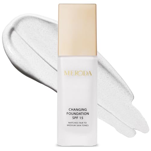 MERODA® Changing Foundation [LIGHT TO MEDIUM SKIN] - Foundation Color Changing - Farbwechselnde Foundation für Reife Haut - Make Up Hautton Anpassend - Foundation Gesichts Make Up - 16 Stunden Halt