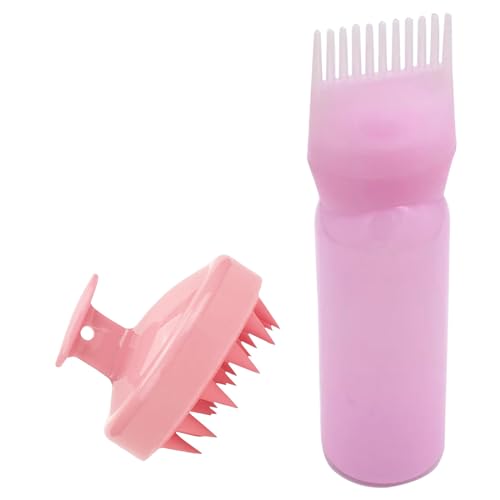 2 Stk Haaröl Applikator Set, Wurzelkamm Applikator Flasche und Haare Massagebürste, Haarfärbebürste Flasche Wurzelkamm Applikator Haarfärbemittel Kamm und Kopfmassage Bürste Hair Oil Applicator Bottle