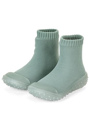 Sterntaler Adventure -Socks uni - Unisex Babysocken mit transparenter profilierter Gummisohle - Adventure Socks einfarbig - steingrün, 19-20 EU