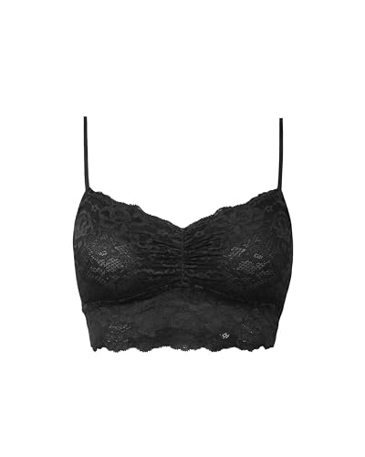 Snocks Spitzen BH - Damen Bustier Spitze, Ohne Bügel, Verstellbare Träger, Elastischer Bund - Angenehm Weiche Material, Sinnliches Design - Gr. L - Farbe Schwarz