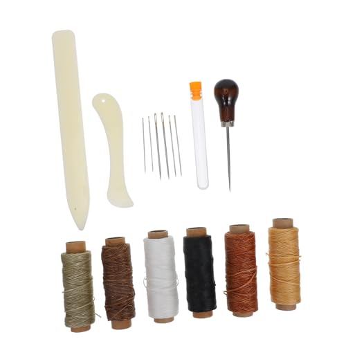 Angoily 1Satz DIY Lederwerkzeug Set Teilig Tragbar für Lederbearbeitung Nähnadeln und Wachsfaden für Buchbinden Lederreparatur und Handgefertigte Einsetzbar