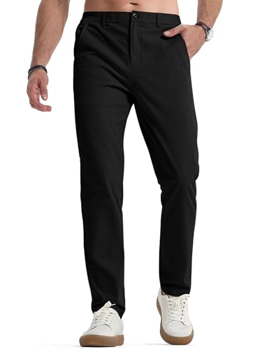 Elegancity Herren Chinohose Schwarz Stretch Freizeithose Regular Fit Stoffhose Anzughose Einfarbig 60% Baumwolle Passform Mit Bundgummi S
