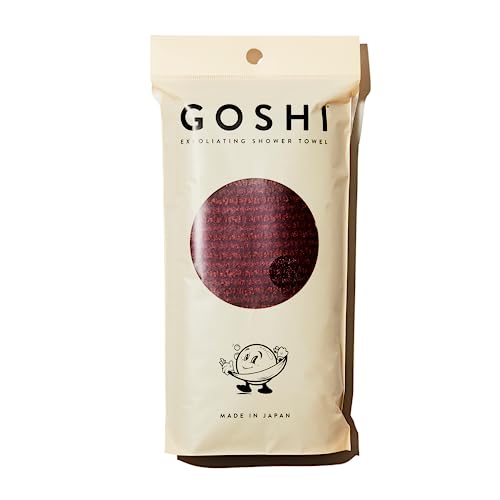 GOSHI Peeling-Duschtuch – reißfester Peeling-Waschlappen für alle Hauttypen – Ziegelrot – hergestellt in Japan