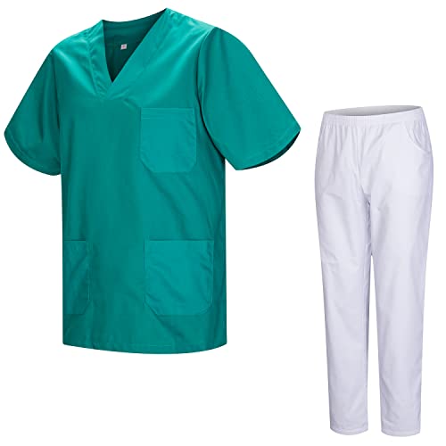MISEMIYA - Unisex-Schrubb-Set - Medizinische Uniform mit Oberteil und Hose 817-8312-BLANCO - Small, Grün