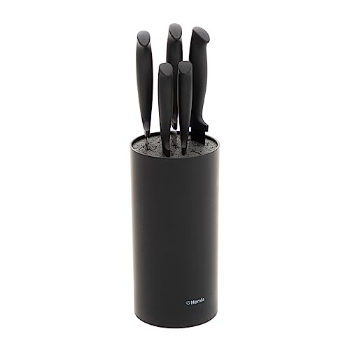 HOMLA Coxa Messerset von 6 - Klinge aus Rostfreiem Stahl - 6 Messer und Aufbewahrungsblock - Ergonomisch Geformte Griffe - Gut Ausbalanciert - Elegante Küchenausstattung - Küchengeräte - Schwarz