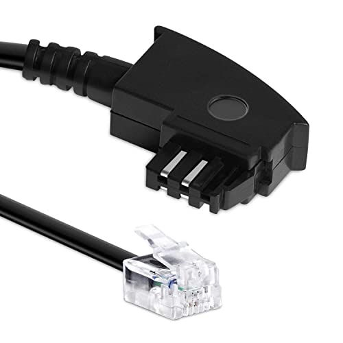 TPFNet 6m Modular-Kabel TAE-N Stecker an RJ11 Stecker 6P2C 2-polig 2-adrig belegt, Faxkabel Modemkabel zum Anschluss Nebengeräte Analog Fax Modem Router an TAE N Telefondose, Schwarz