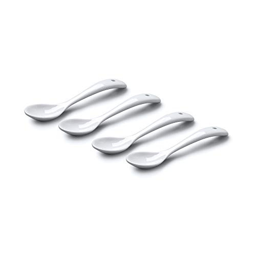 WM Bartleet & Sons 1750 TSET153 Set mit 4 traditionellen Gewürzlöffeln aus Porzellan, für Marmelade, Zucker und Saucen, 11 cm, Weiß
