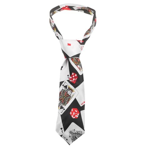 DEARMAMY Schwarze Poker Würfel Druck Krawatte Für Herren Kreative Kostüm Requisite Für Zauberer Und Partyzubehör Ideal Für Motto Partys Und Verkleidungen