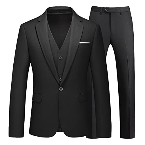 KUDMOL Herren 3-Stücke Anzug Business EIN Knopf Smoking Anzug für Männer Smoking Klassische Blazer Weste Hosen Set