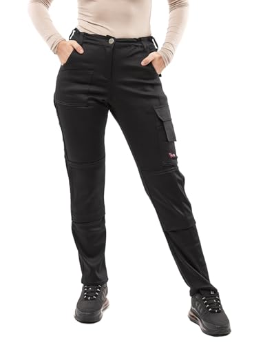 strongAnt Damen Arbeitshose komplett Stretch für Frauen Bundhose mit Kniepolstertaschen - Schwarz. Größe 42