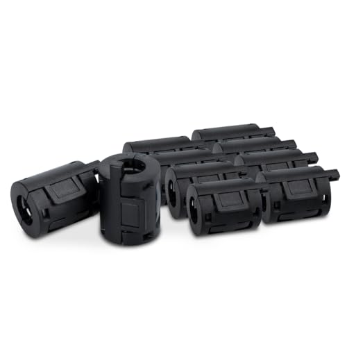 Innfeeltech 10 Stück Ferritringkern Schwarz Clip-on Ferritkern EMI Rauschunterdrückung Kabelclip mit 7mm Innendurchmesser für USB Kabel, Wire-Wound Typ